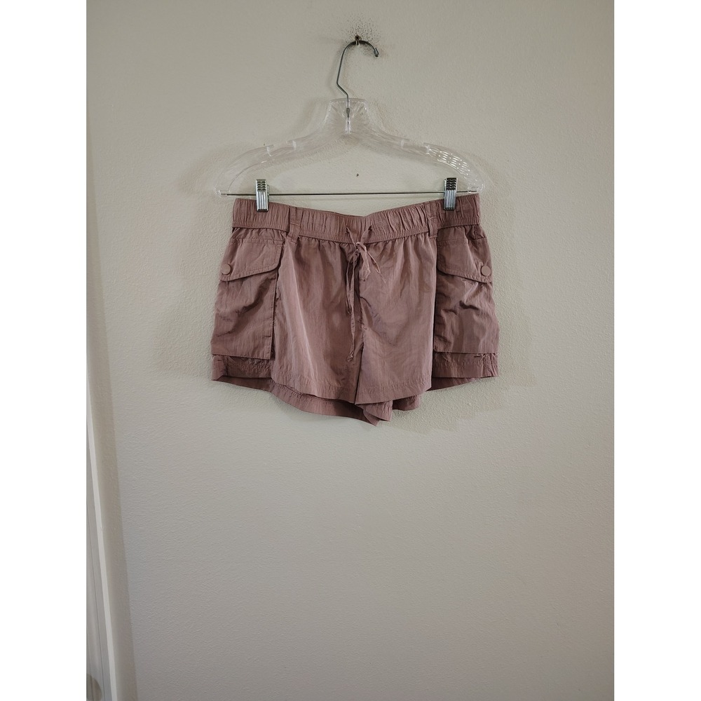 Vanilla Star Womens Mauve Pink Cargo Shorts Elastic Waist Drawstring Medium